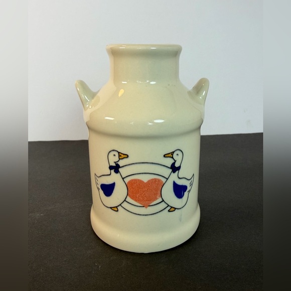 Other - Vintage Ceramic Painted Milk Can Duck + Heart Cottagecore 5.25”